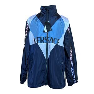 Versace Mens Nylon Jacket Windbreaker Blue 48 (M - oversized) 1001030 NWT $1295